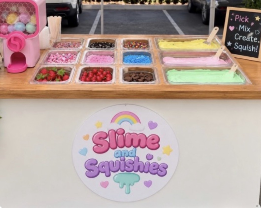 Our Slime and Squishies pick-and-mix bar with colourful slime and charms